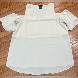 Ann Taylor Factory Cream Cold Shoulder Blouse